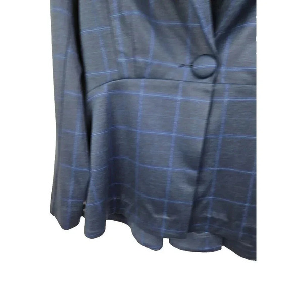 Cabi Check Windowpane Blazer‎ Size 6 Navy Blue Plaid Long Line Equestrian - Picture 3 of 8